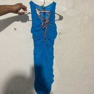 Hello Molly Vibrant Blue Backless Dress NWT